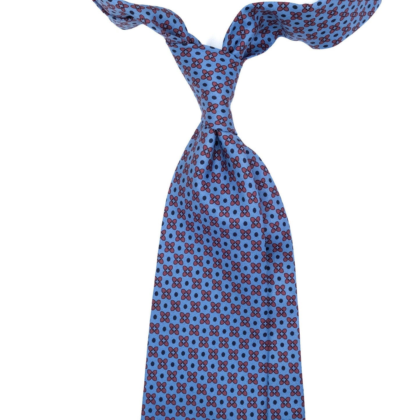 Blue Floral Printed Silk Tie