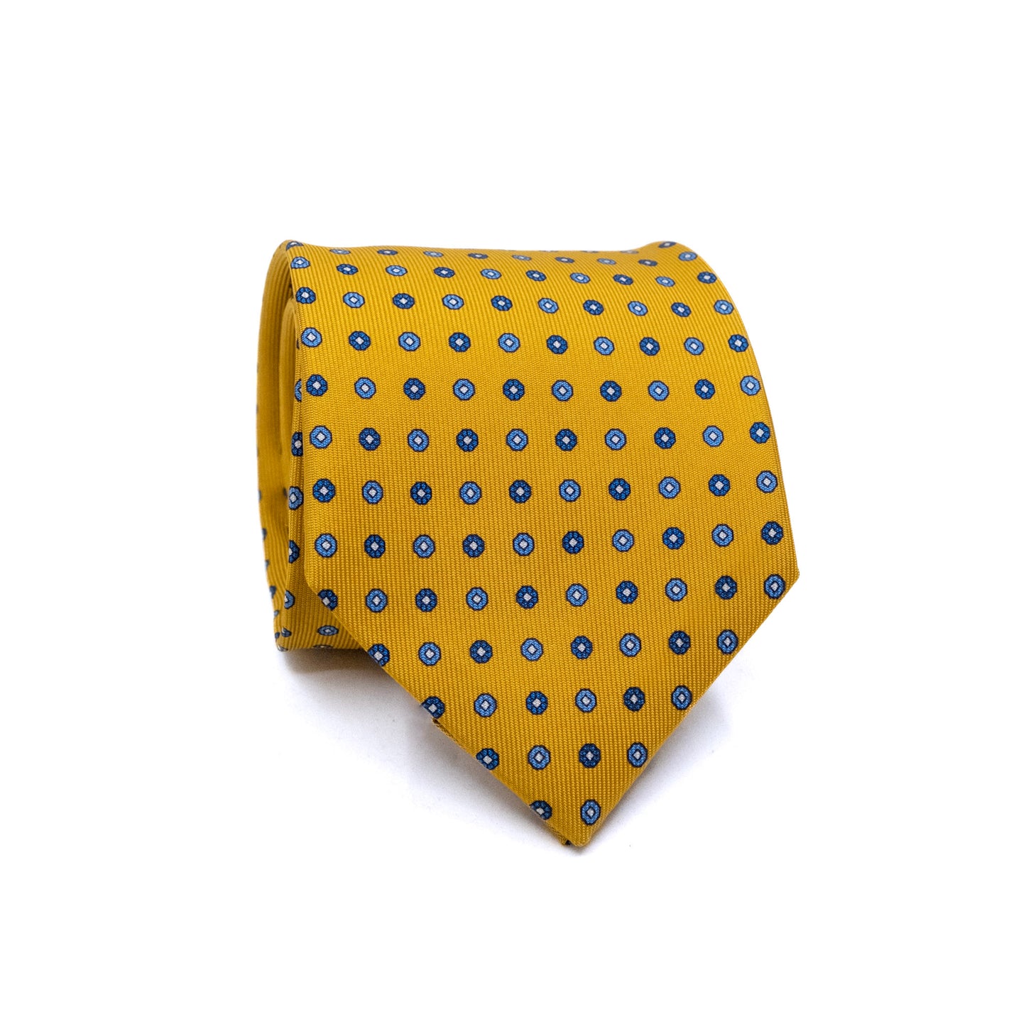 Yellow Floral Printed Silk Tie