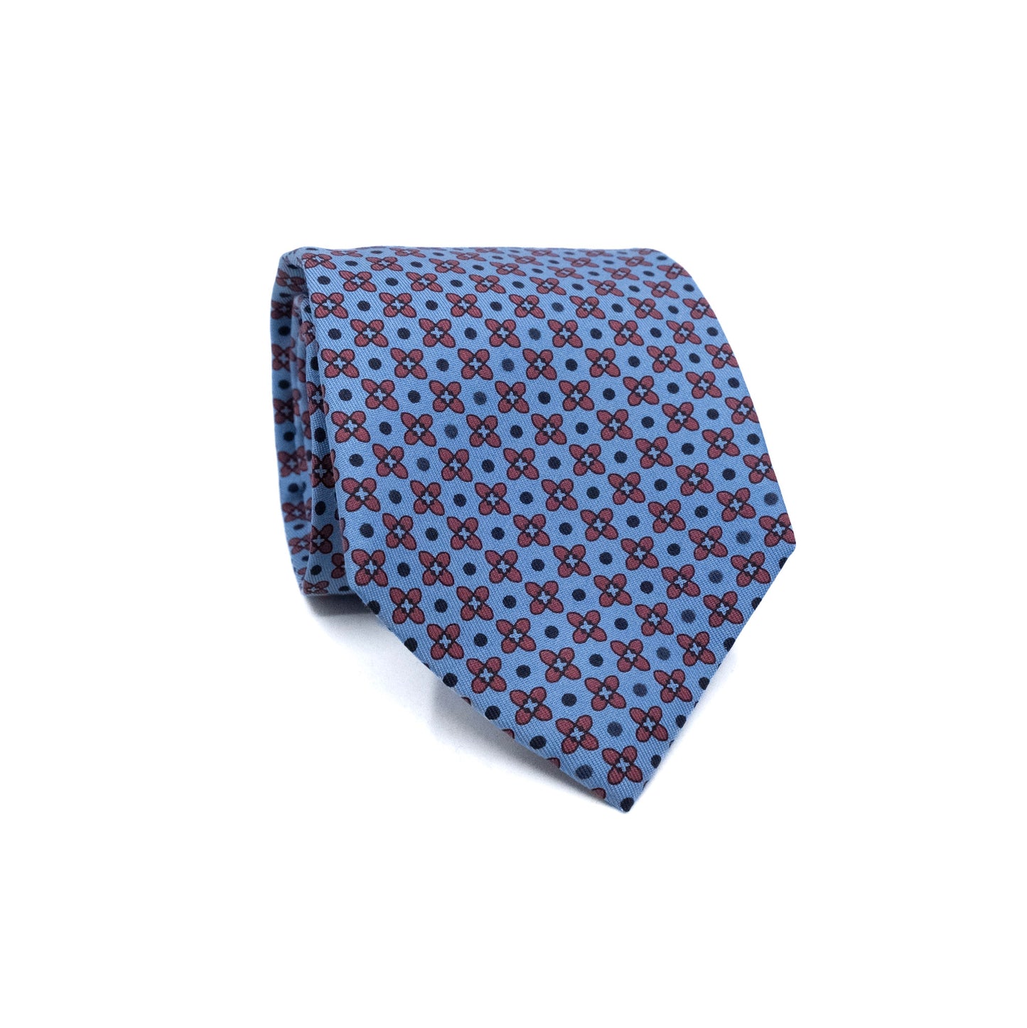 Blue Floral Printed Silk Tie