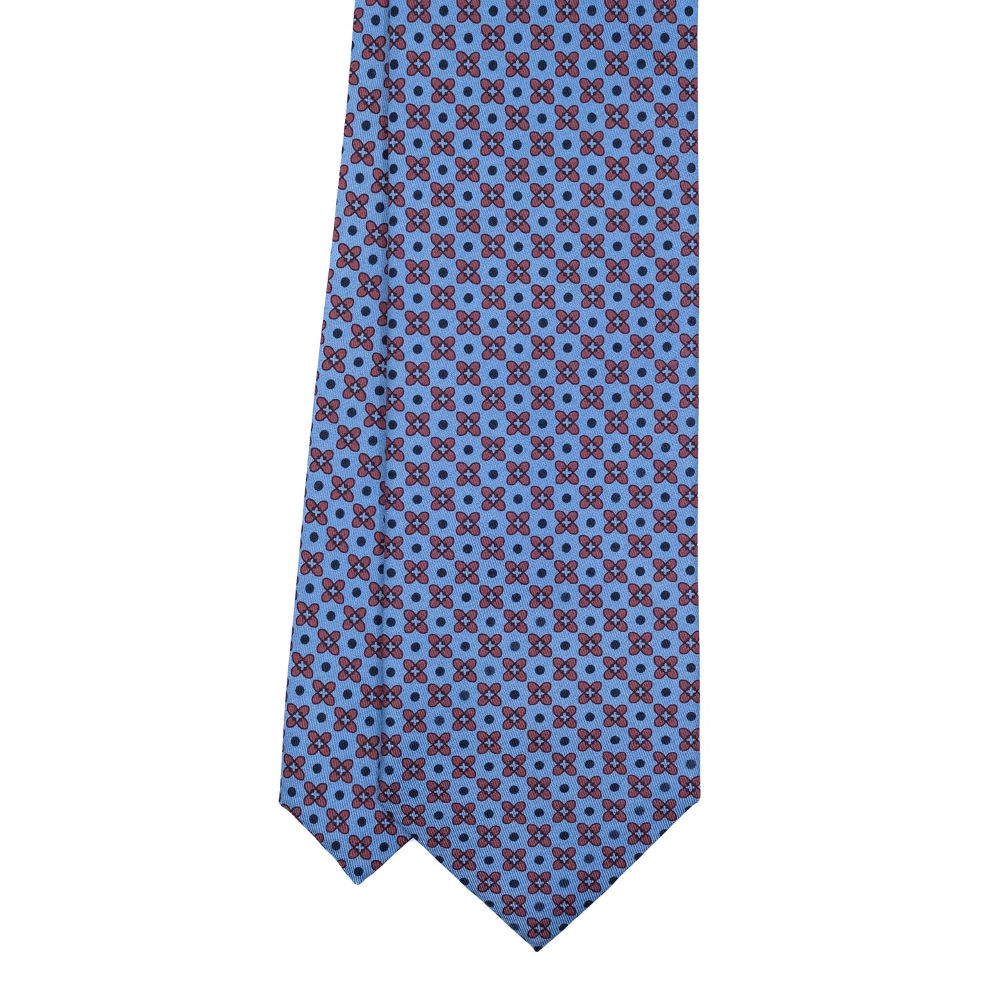 Blue Floral Printed Silk Tie