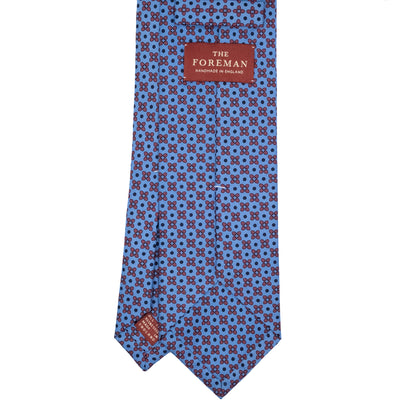 Blue Floral Printed Silk Tie