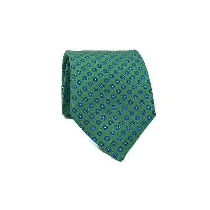 Green Floral Printed Silk Tie