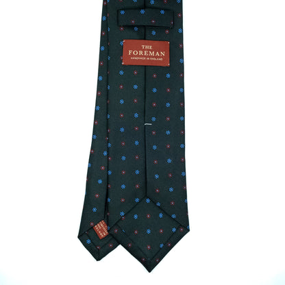 Deep Green Floral Printed Silk Tie